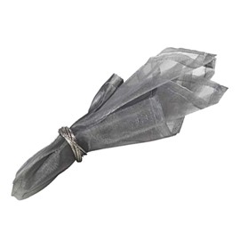 Fennco Styles Sorbet Collection Elegant Sheerness Organza 20 x 20 Inch Cloth Napkins, Set of 12 - Silver Diner Napkins for Wedding, Banquets, Special Events and Party Décor