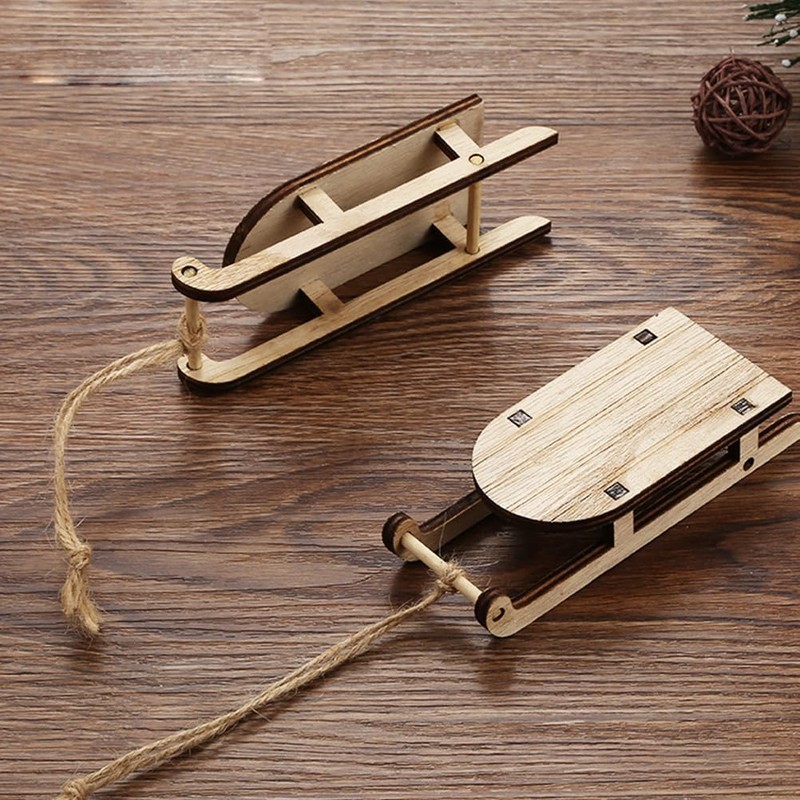 BESPORTBLE Mini Sledge Miniature Wooden Mini Sledge Kit Table Top