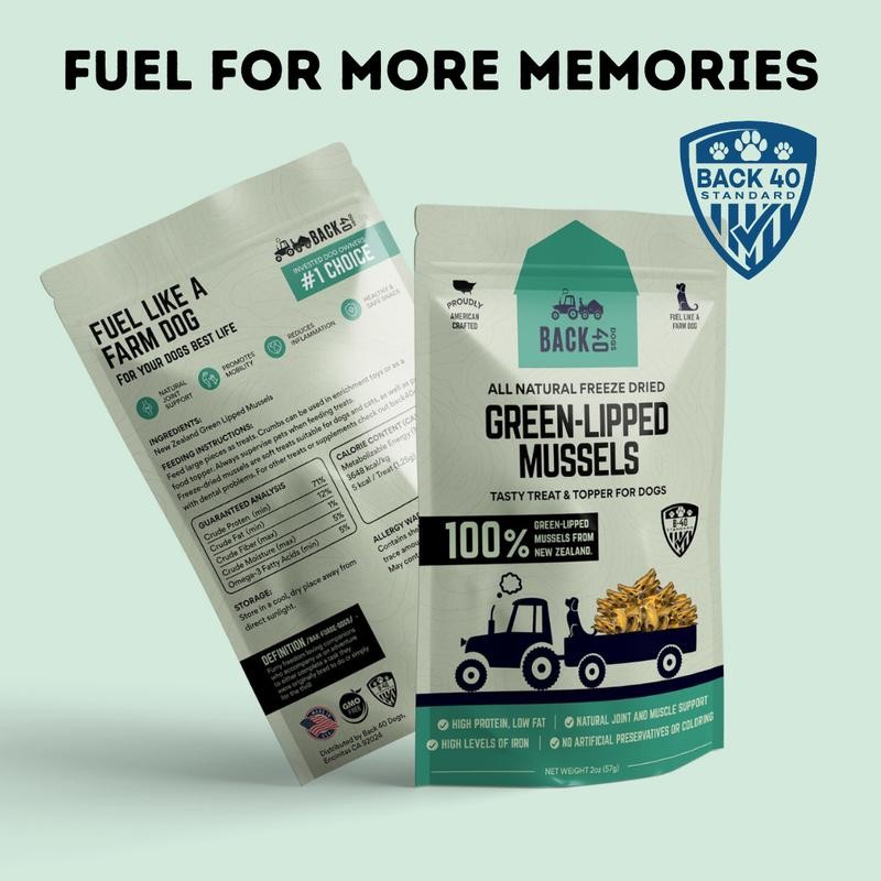BACK 40 DOGS Freeze-Dried Green Lipped Mussels - Size: 2oz,