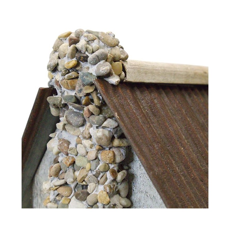 Nature Creations Stone Chimney Bird Cottage, White – Handcrafted Wooden