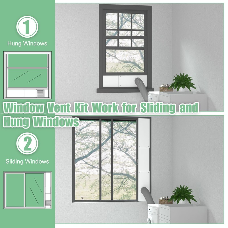 Memrita Dryer Vent Window Kit for 4" Diameter Dryer Vent