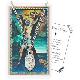 Trendzeen Saint Andrew Necklace with Prayer Cards, Catholic Women Gift, Pewter Necklace for Expectant Mothers, Musicians