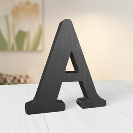 WOODOUNAI 6 Inch Rustic Black Wood Letters Unfinished Wood Letters for Wall Decorative Black Retro Standing Letters Sign Board Decoration for Craft Home Party Projects (A)