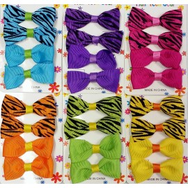 Unbranded 24 HAIR BOW LOT ALLIGATOR CLIP ZEBRA ANIMAL BARRETTE DRESS SCHOOL FANCY RED BLUE