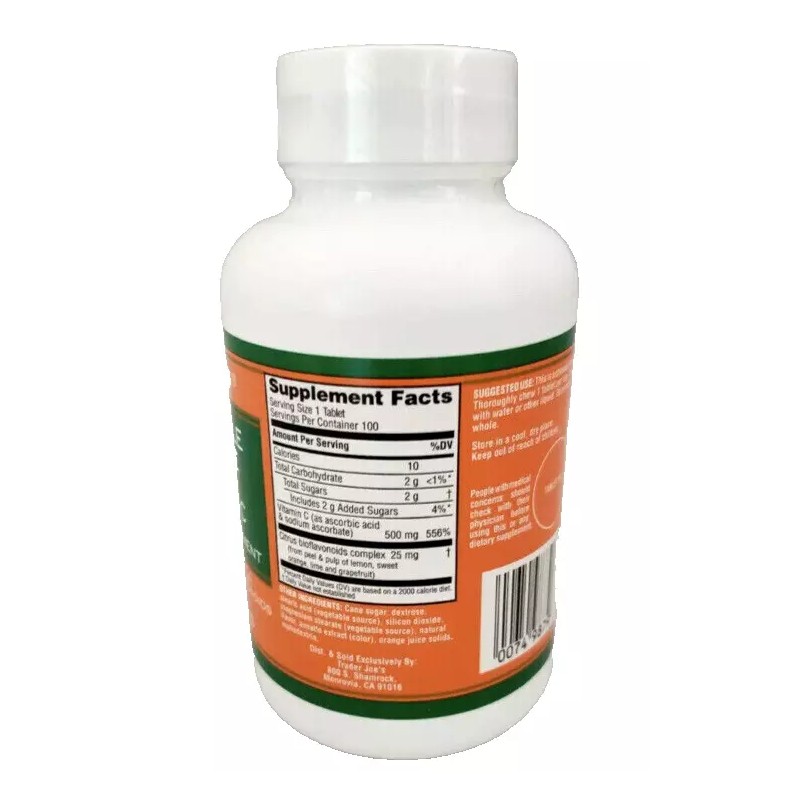 Trader Joe's Chewable Orange Vitamin C & Bioflavonoids 500 mg
