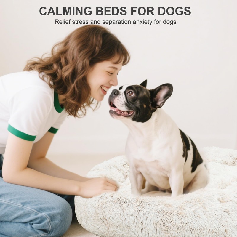JOYELF Donut Dog Bed Cat Bed for Large Dogs, Calming