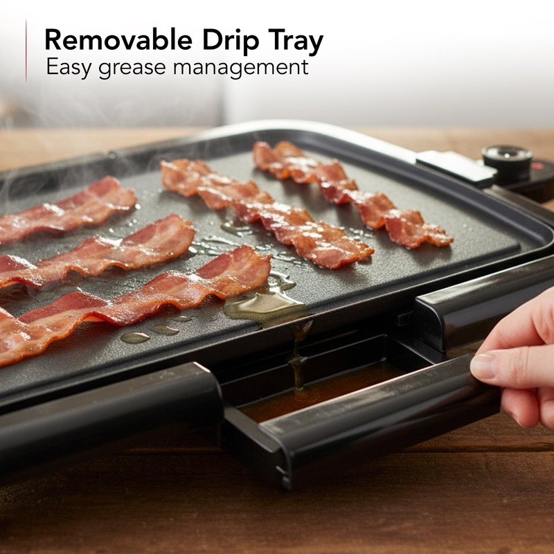 OVENTE Electric Griddle with 16 x 10 Inch Flat Non-Stick