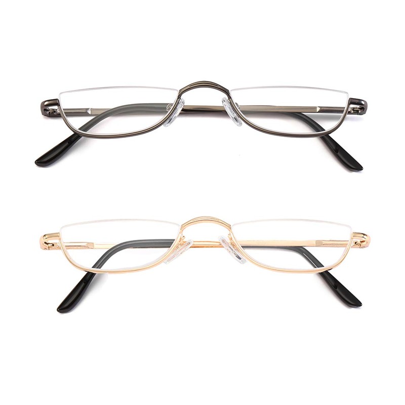 Half Frame Reading Glasses, Half Metal Moon Readers for Women