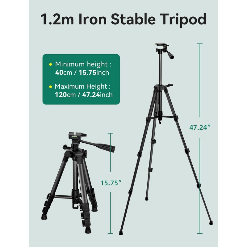 Laser Level with Adjustable 47 inch Tripod, RockSeed 1x360° Horizontal
