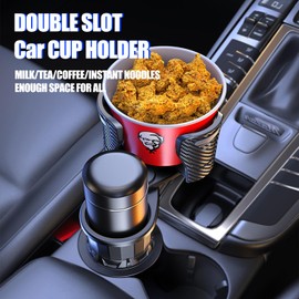 2 in 1 Car Cup Holder Expander, Adjustable and Rotating 360° Cup Holder, Compatible with Large Water Bottles and Various Beverage Cups, Black