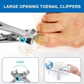 YNR Nail Clippers - 15mm Wide Jaw Opening Stainless Steel Fingernail and Toenail Clippers Cutter for Thick Nails for Men & Women Big