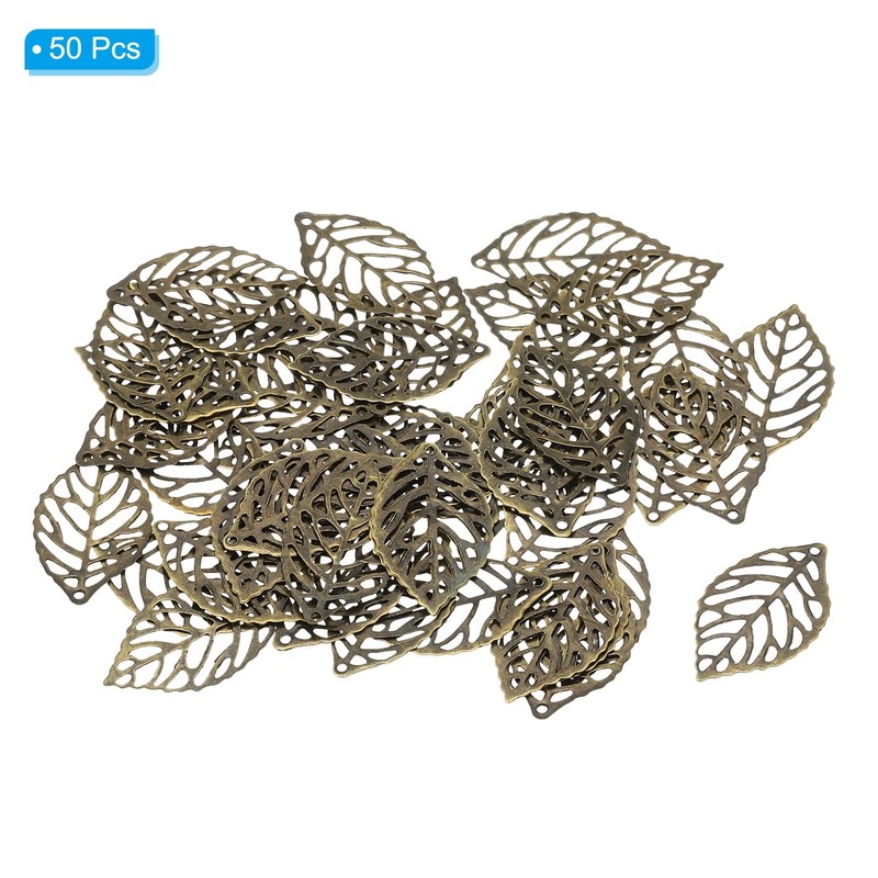 [PATIKIL] 50pcs 23mm Leaf Pendant Metal Tree Leaf Beads for