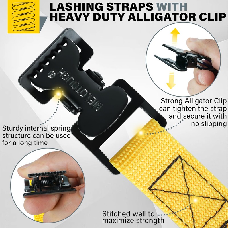 MELOTOUGH 4Pk 1" x 12ft Lashing Strap with Alligator Thumb