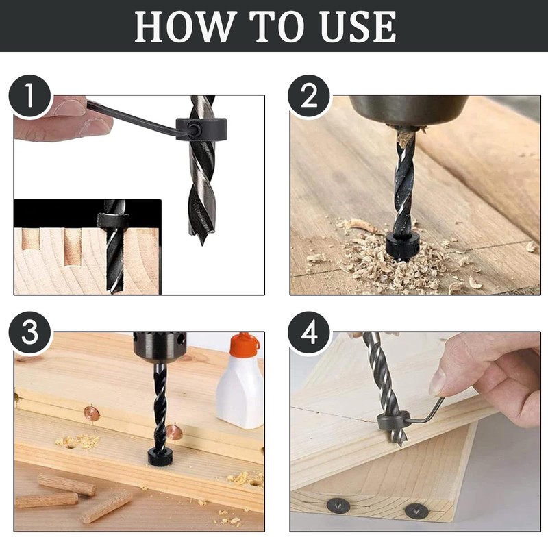Drill Depth Stop, 8 Pcs Drill Bit Depth Stop Collar
