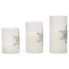 Mark Feldstein & Associates Jeweled Snowflake Iced Glass Flameless Pillar