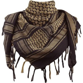 Cotton Shemagh Keffiyeh Tactical Desert Scarf Neck Head Wrap with Tassel for Men Women Style Fashion - Color: Black and Brown, Size: One Size