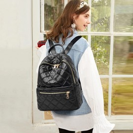 NICOLE & DORIS Elegant Women's Modern Backpack Bag Casual Daypack Waterproof College Backpack City Backpack Small Travel Backpack, black