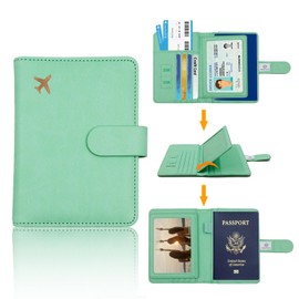 Melsbrinna Rfid Passport Holder for Travel women/Men, Cute Passport Wallet Rfid Blocking Card Slots, Rfid Passport Cover/CaseTravel Wallet, Passport Book Holder (1, Green3)