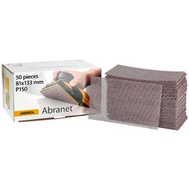 Mirka Abranet 5417805015 Mesh Sanding Strips 81 x 133 mm Velcro / Grain P150 / Pack of 50 / for Sanding Wood, Spatula, Varnish, Plastic