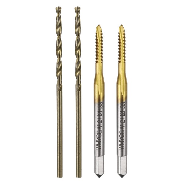 sourcing map Metric Tap & Drill Bit Set, 2pcs M2