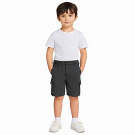 Zerox World Boys School Cargo Shorts 2Pack & 1Pack Uniform Adjustable Half Elasticated Waist with Zip & Clip Fastening Fit Knee Length Age 3-13 (UK, Age, 7 Years, 8 Years, Regular, Grey)