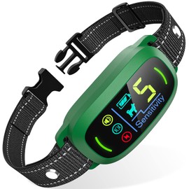 FAFAFROG Dog Bark Collar for Large Medium Small Dogs, Rechargeable Smart Bark Collar, Anti Barking Training Collar with 5 Adjustable Sensitivity Beep Vibration (Green)