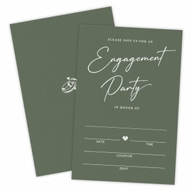 TPYEN 25 Engagement Party Invitations With Envelopes - Minimalism Fill In Style Invites For Newlyweds, Mr & Mrs, Engagement Receptions, Party Favor (Olive Green-A03)