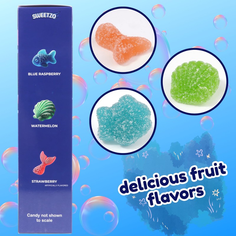 Mermaid Gummy Candy, Individual Bags for Party Favors, Tail, Fish,