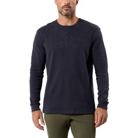 INTO THE AM Long Sleeve Waffle Henley Shirts for Men Casual Fitted Soft Thermal Cotton Fall Shirts (Charcoal, X-Large)
