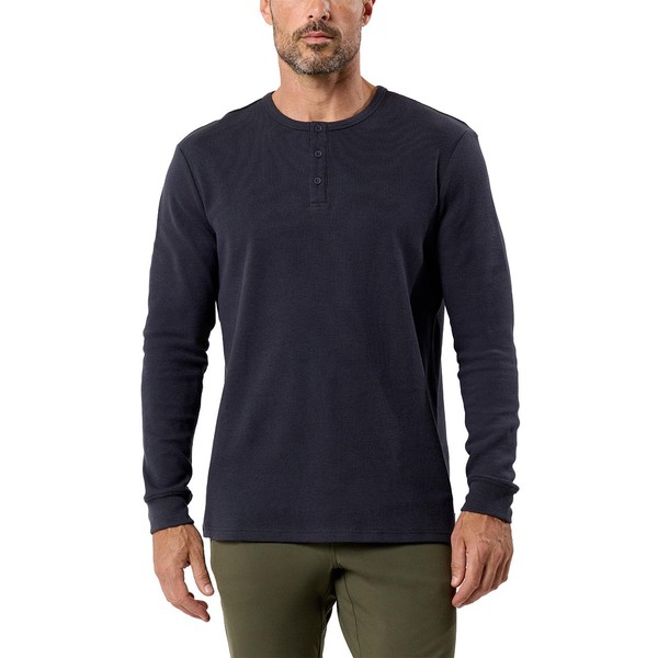 INTO THE AM Long Sleeve Waffle Henley Shirts for Men