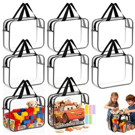 8 Paquetes De Bolsas Grandes Para Juguetes Con Etiquetas, bolsas con Etiquetas y Cremallera de Metal, Bolsa organizadora de juguetes de plástico trans