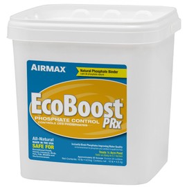 Airmax EcoBoost PRx Natural Pond Water Clariﬁer, Binds Excess Phosphates & Contaminants for Clear Water, Safe for Pets, Plants & Fish, Treats ¼ Acres, 4 Month Supply, 20 Scoops, 10 lb