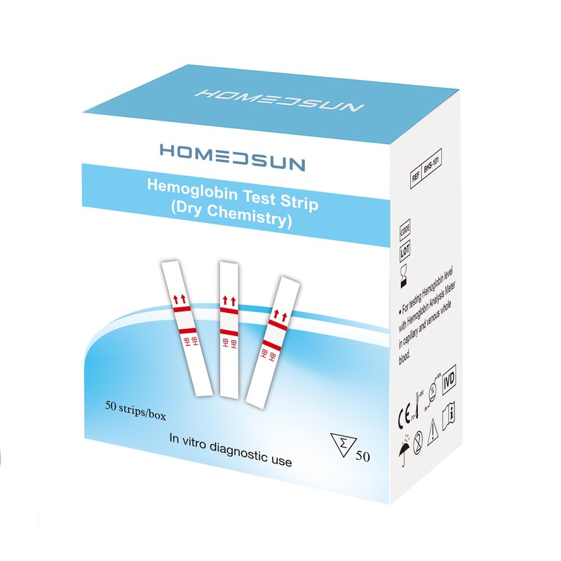 HOMEDSUN 50 Pack Hemoglobin Test Strips with Lancets Droppers Exclusively