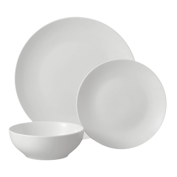 Mainstays Glazed White Stoneware Dinnerware Set, 12-Pieces,Free Shipping