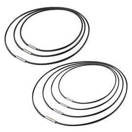 TPTGIAR 7 PCS Leather Necklace Cord with Clasp, 15/30mm Wide Men's Necklaces Cord, Leather Cord Necklace for Men, Waterproof Black Chain Cord for DIY Bracelet Necklace Jewellery Craft