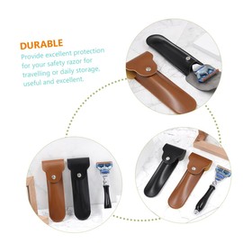 TOVINANNA Shaver Storage Cover Straight Razor Safety Razor Double Edge Razor Portable Trimmer Case Razor Comb Razor Case Razor Cover Travel Women Razors Leather Razor Protective Case Black