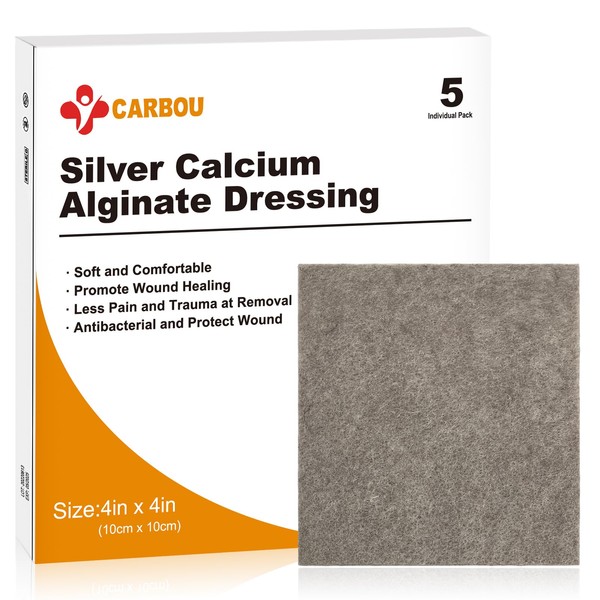 Carbou Silver Calcium Alginate Wound Dressing with Ag, 4'' x