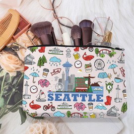 MYSOMY Seattle Travel Makeup Bag Seattle Gift Sights Zipper Seattle Souvenir for Seattle Travelers, Seattle Bag3, Modern