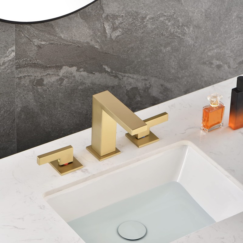 sumerain Brushed Gold 8 Inch Widespread Bathroom Faucet 2 Handle
