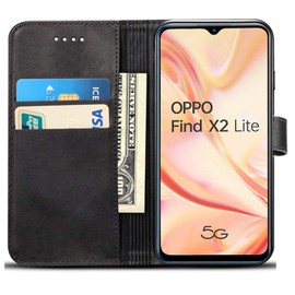 Mobile Stuff OPPO Find X2 Lite Case, Wallet Case Magnetic Flip Leather Cover With Card Slots and Stand Feature Compatible with OPPO Find X2 Lite (6.4 inch) (Black)