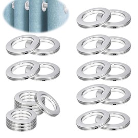 20 Pcs Curtain Eyelet Rings 42mm Inner Diameter, Plastic Curtain Grommets 70mm Outer Diameter, Silent Smooth Glide Curtain Rings for Shower, Bathroom, Bedroom Curtain Rod Accessories
