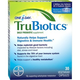 TruBiotics Daily Probiotic, 30 Capsules - Gluten Free, Soy Free Digestive + Immune Health Support Supplement for Men and Women