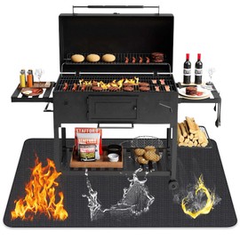 Fireproof underlay, grill mat, floor protection, 100 x 180 cm, foldable grill mat, heat protection mat, heat resistant up to 2000 °F, heat protection mat, outdoor grill mat for BBQ grills, floor, lawn