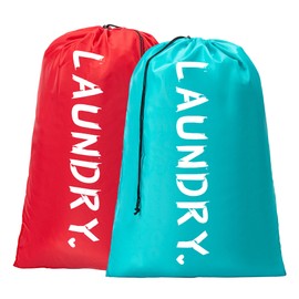 2 Pack XL Travel Laundry Bag, Machine Washable Dirty Clothes Organizer with Drawstring，Large Enough to Hold 4 Loads of Laundry, Easy Fit a Laundry Hamper or Basket Travel Essentials 24" x 36"