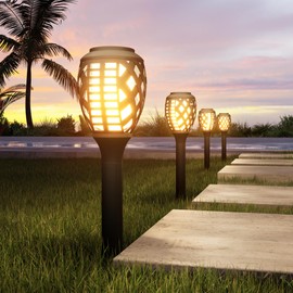 Grand patio Outdoor 8 Packs Solar Lights, Water-Resistant Flickering Flames Torch Light, Landscape Decoration Lighting for Garden Yard