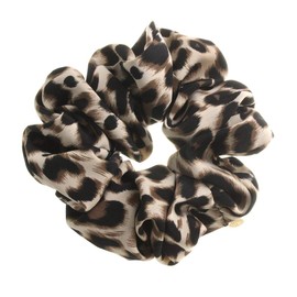 Vingtaine HS-123-BE Leopard Pattern Scrunchie, Leopard Pattern, Easy Hair Accessory, Beige