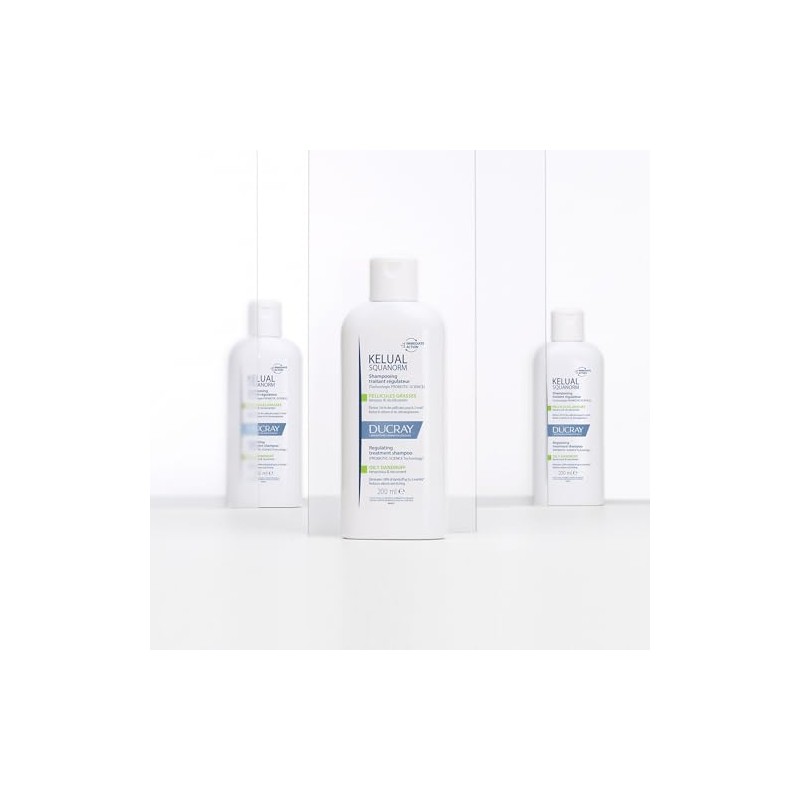 DUCRAY, Kelual Squanorm Shampoo Tratante, Para Caspa Grasa, Limpieza Reguladora