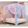 Mengersi Gray Canopy Bed Curtains Mosquito Net Bed Drapes for