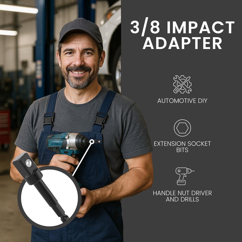4-Pack Impact Socket Adapter Set – 1/4" to 3/8" Drill