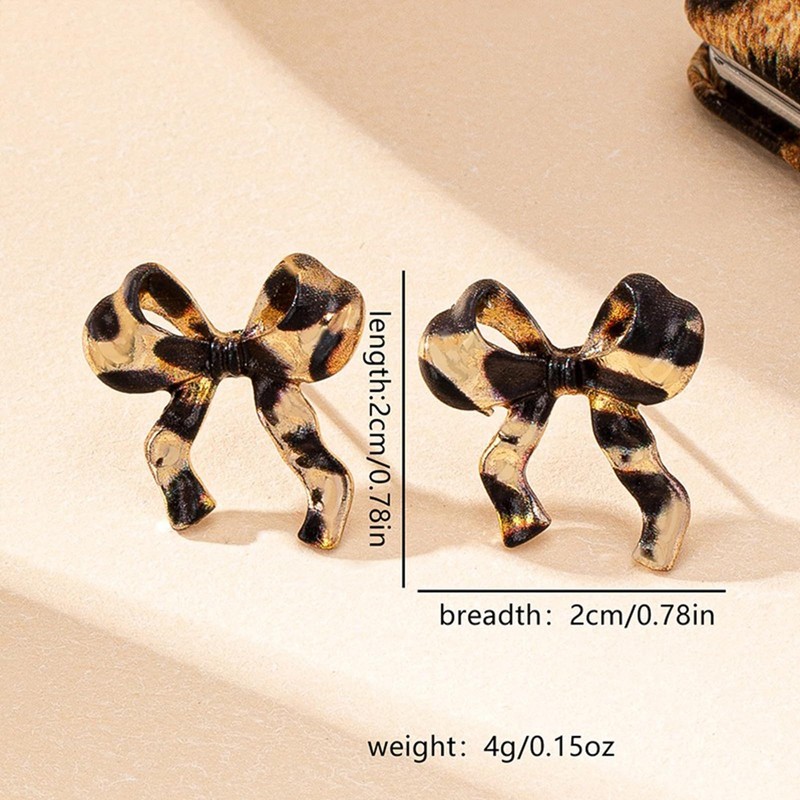 Boho Leopard Bow Earrings for Women Leopard Bowknot Statement Earrings